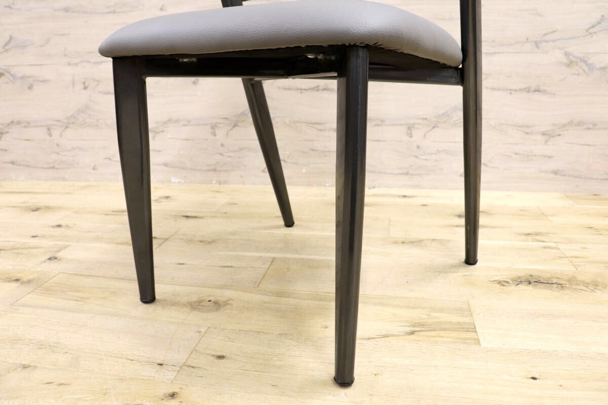 GMIS334E○モダン ダイニングチェア アームレスチェア 椅子 食卓椅子 レザー グレー シンプル スタイリッシュ インテリア 展示品