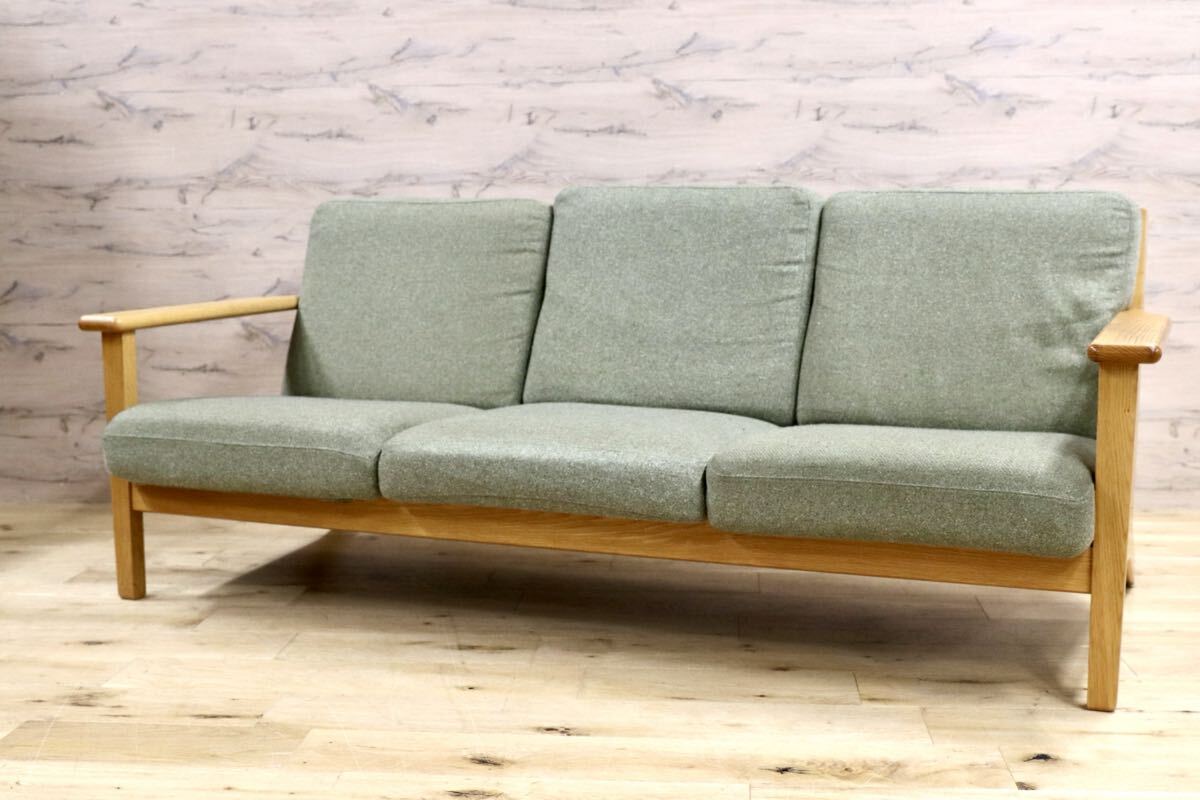 GMIH332○unico / ウニコ VISKA ヴィスカ 3人掛けソファ トリプルソファ オーク材 グリーン 北欧スタイル