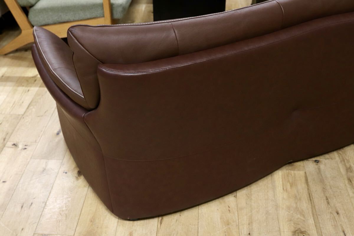 GMIS346○karimoku / カリモク ZT15シリーズ 長椅子 3人掛けソファ トリプルソファ ブラウン 本革 レザー 国産家具 定価約23.2万
