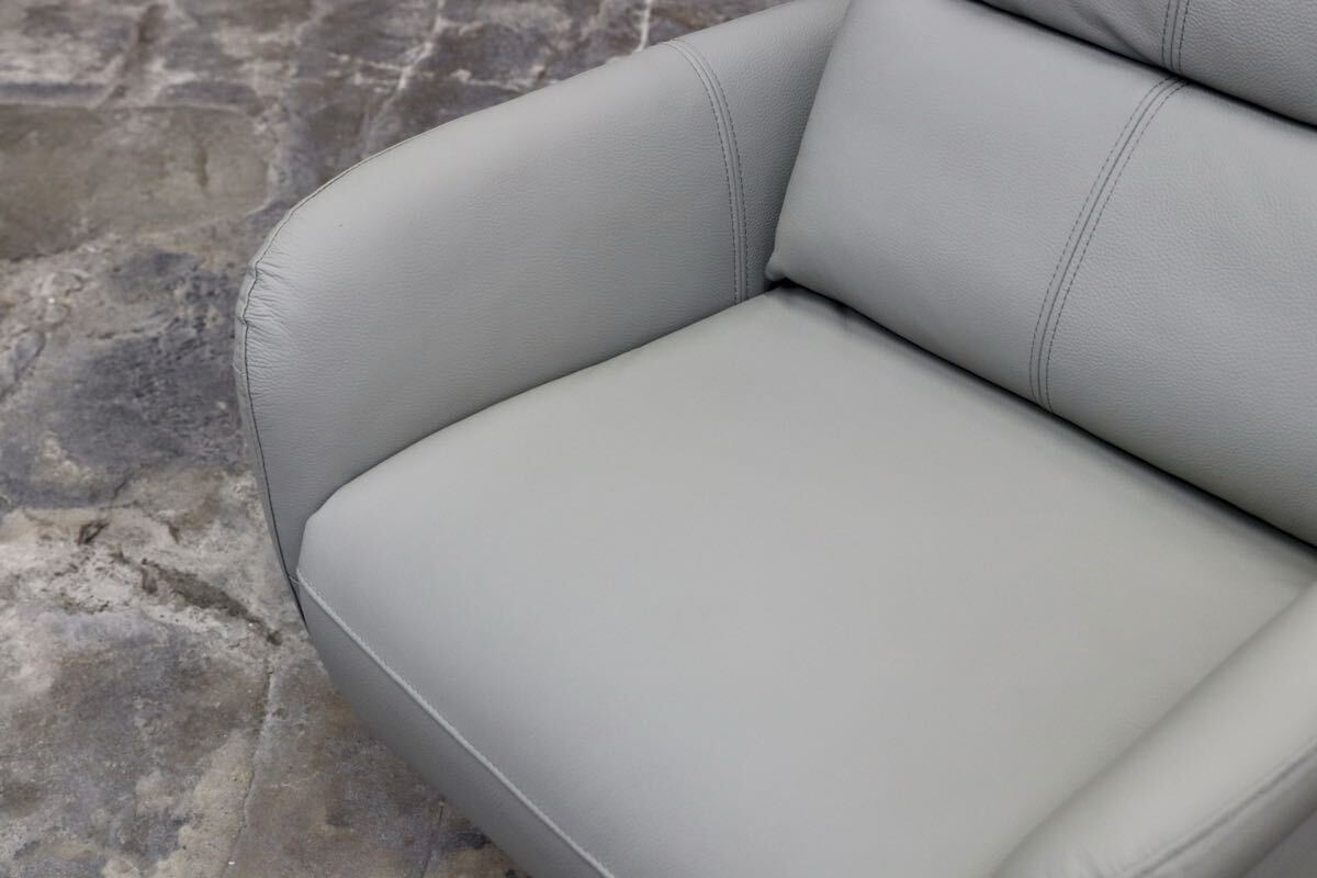 GMIH381○ヤマダオリジナル 電動パーソナルチェア ライトグレー 本革 レザー 1人掛けソファ シングルソファ