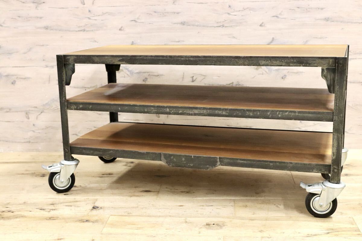 GMIK767B○unico / ウニコ LUMUER ランバー オープンシェルフ ラック キャスターラック テレビボード ローボード インダストリアル 廃番