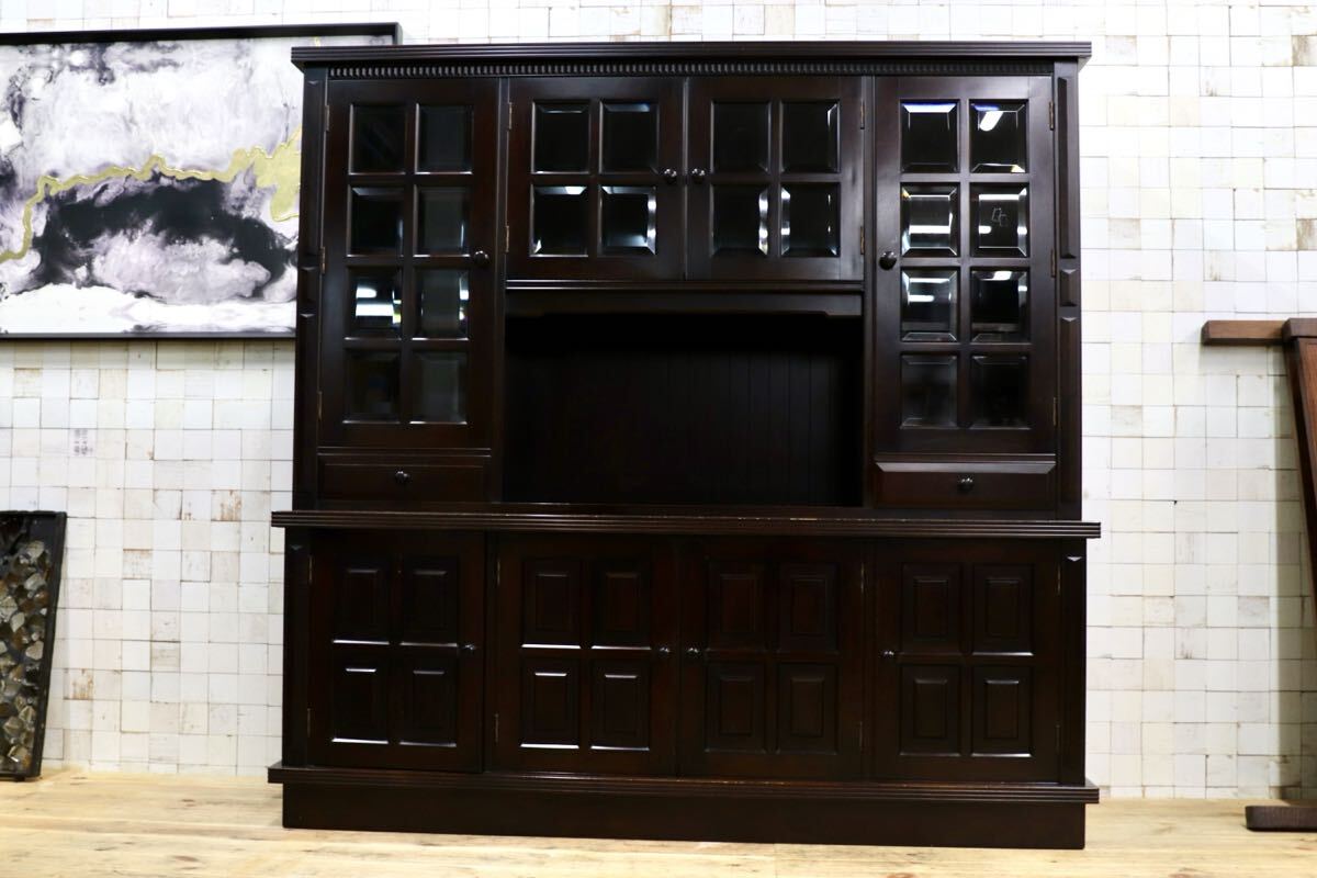 GMIH371○民芸家具 食器棚 キャビネット カップボード リビングボード 和家具 アンティーク 昭和レトロ