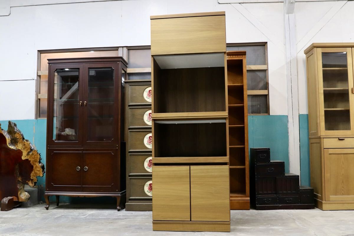 GMIS389○karimoku / カリモク レンジボード カップボード 食器棚 ウォールナット 北欧モダン 国産家具 約16.8万