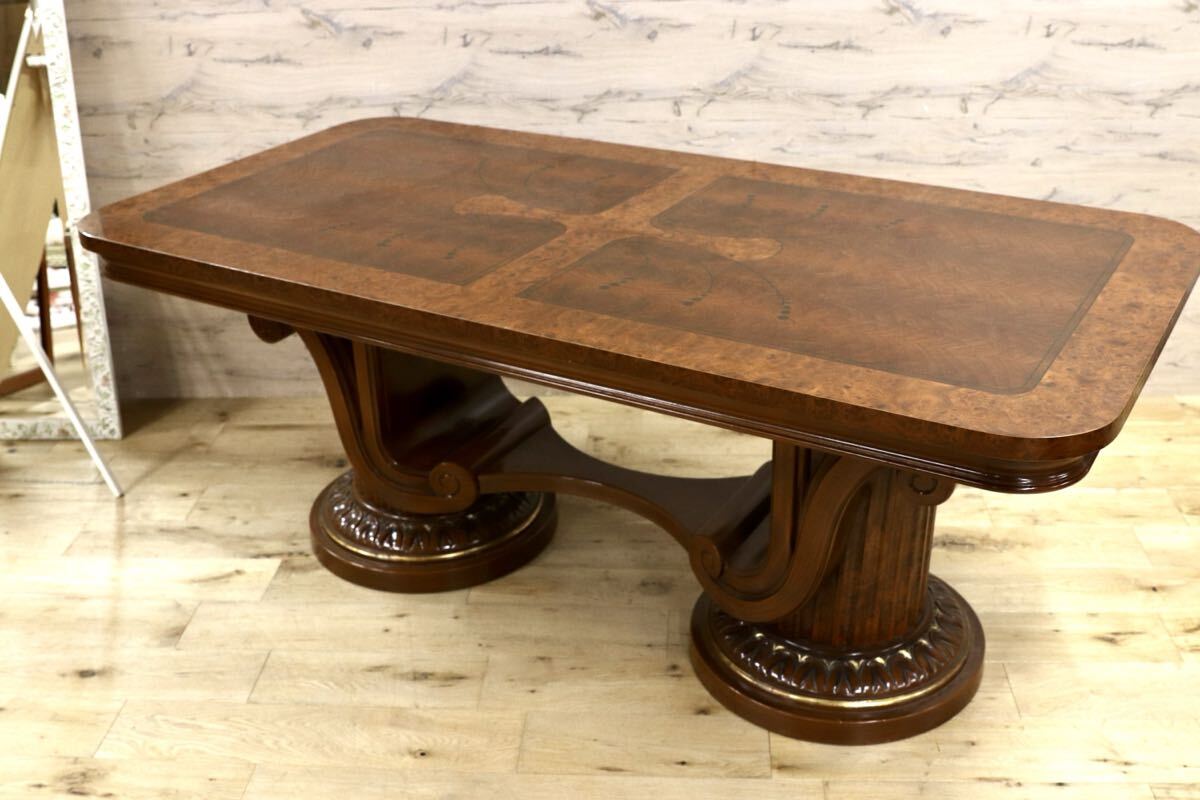 GMIS421○イタリア製 クラシック エレガント ロココ調 ダイニングテーブル 食卓テーブル ヴィンテージ アンティーク