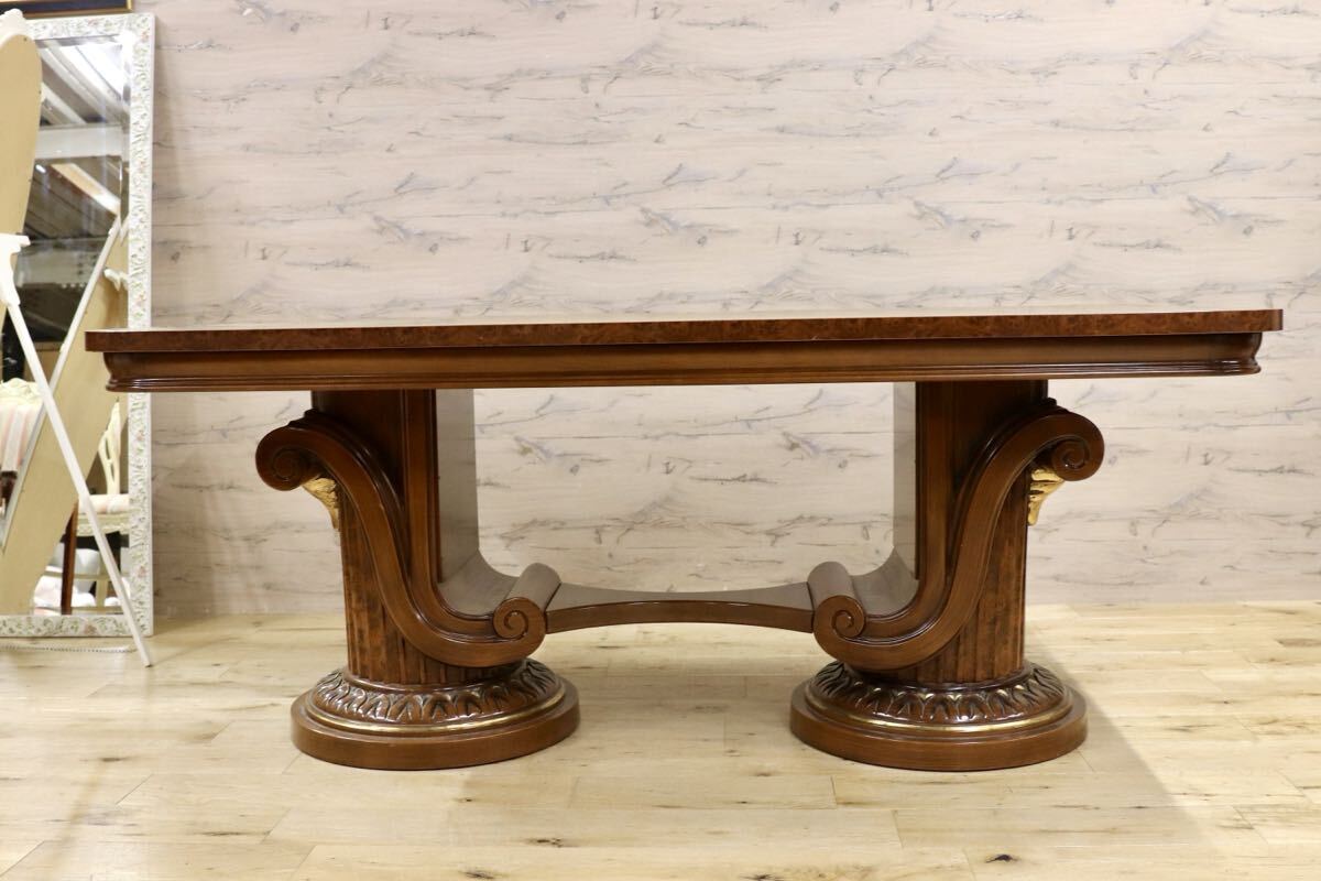 GMIS421○イタリア製 クラシック エレガント ロココ調 ダイニングテーブル 食卓テーブル ヴィンテージ アンティーク