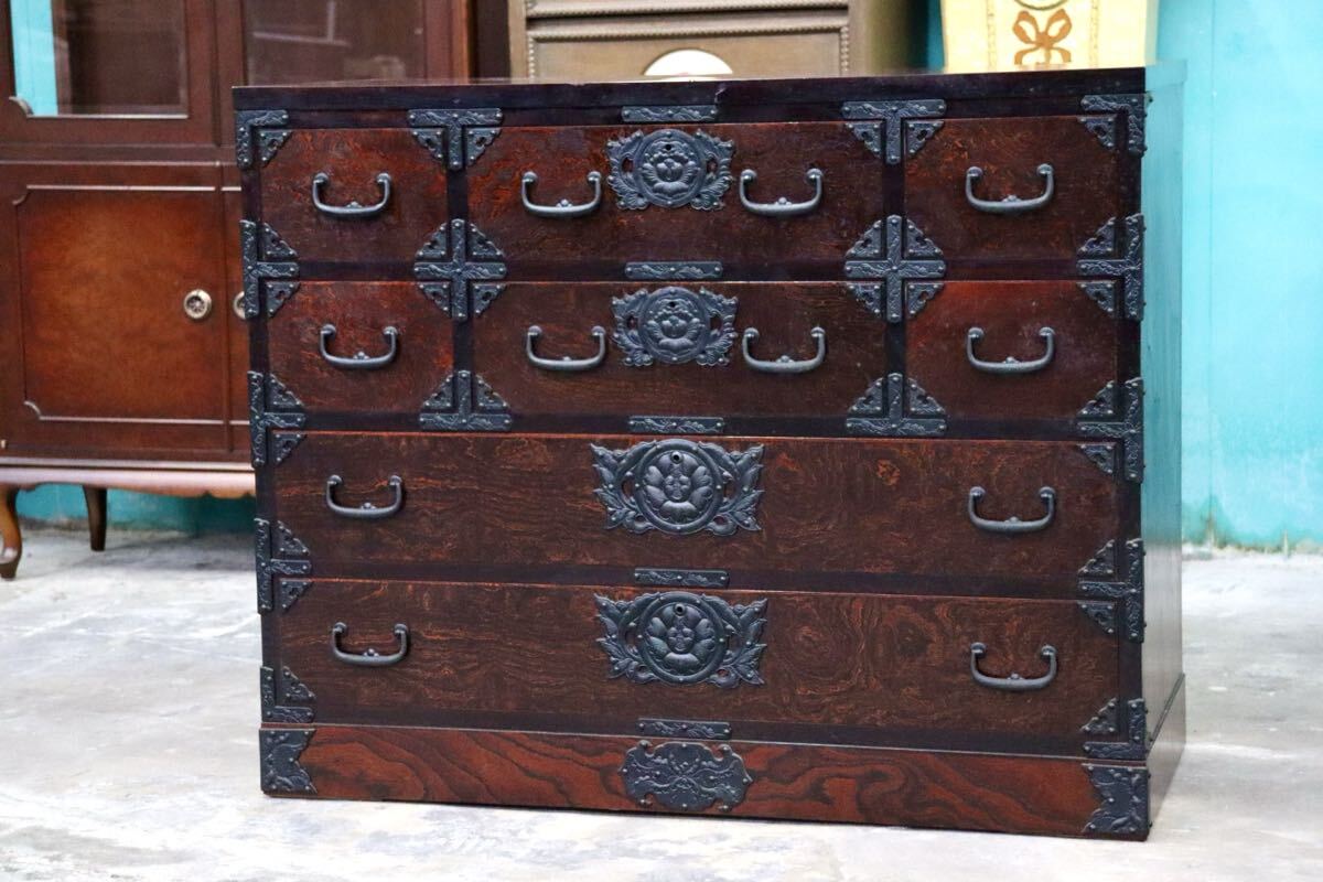 GMIK665○岩谷堂箪笥 整理箪笥 チェスト 欅材 最高級 民芸家具 収納家具 和家具 和モダン 古民家 レトロ 伝統工芸 和室 タンス