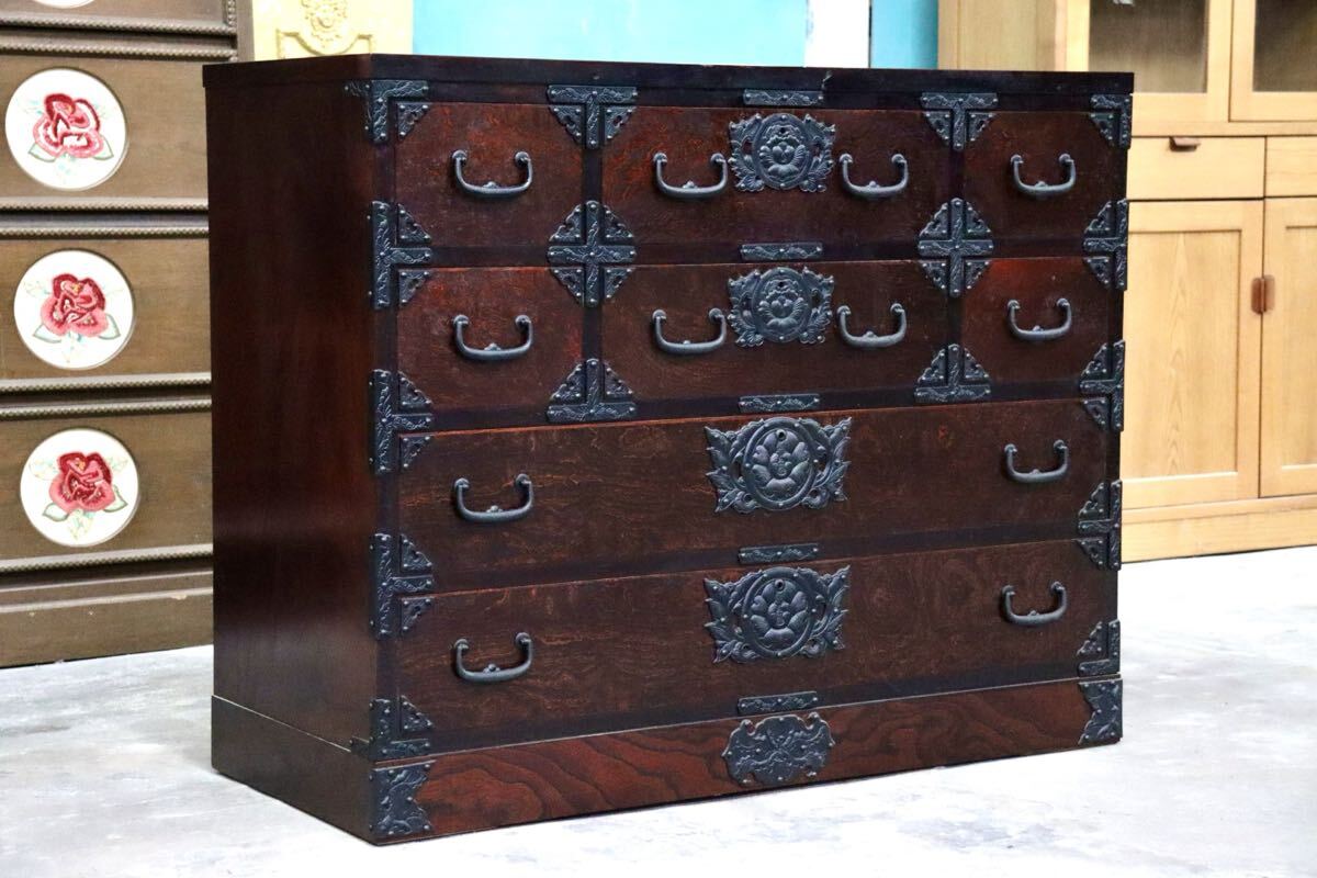 GMIK665○岩谷堂箪笥 整理箪笥 チェスト 欅材 最高級 民芸家具 収納家具 和家具 和モダン 古民家 レトロ 伝統工芸 和室 タンス