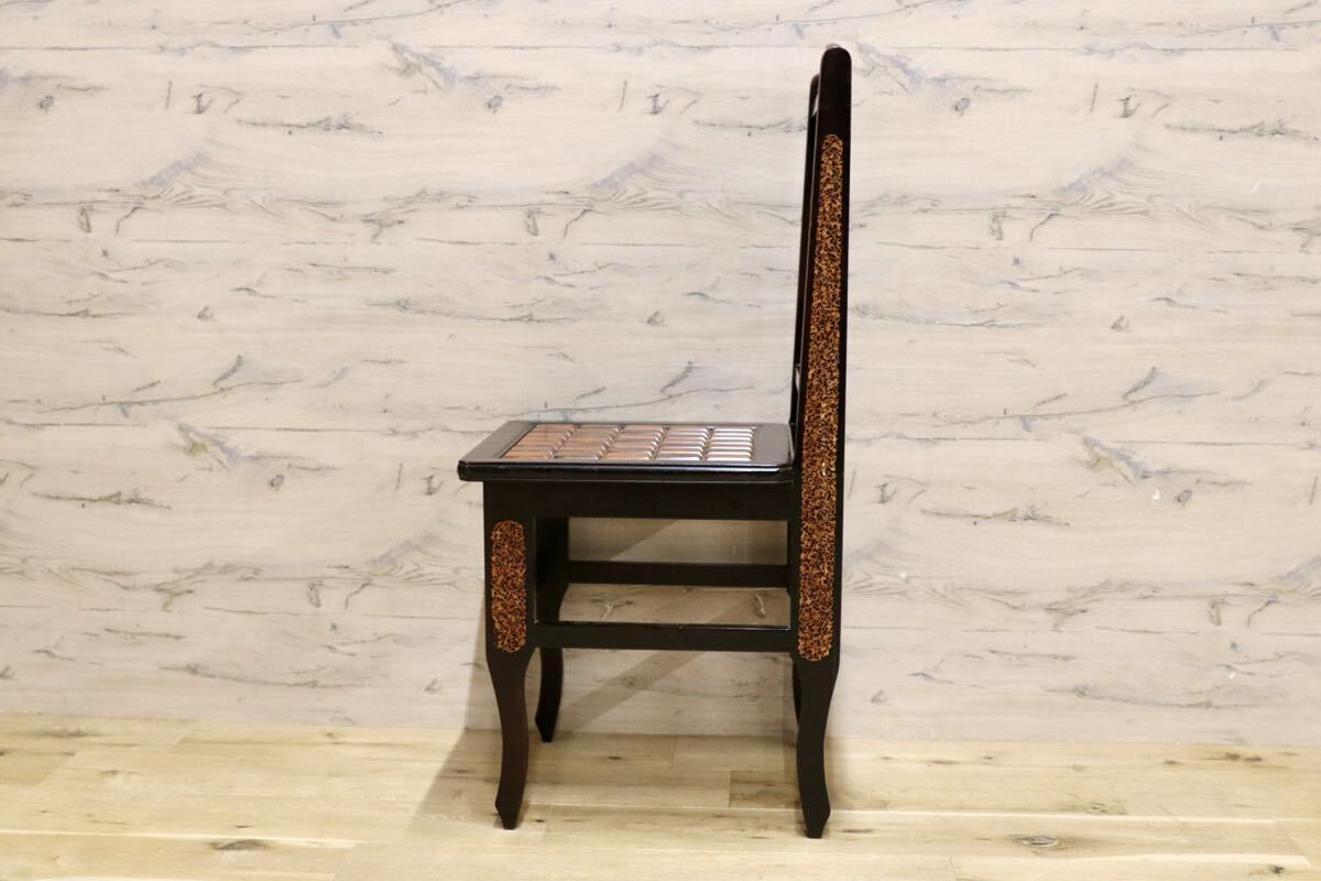 GMIK830B○最高級 中国美術 ダイニングチェア 椅子 チェア 唐木 和モダン アンティーク 綿密細工 稀少