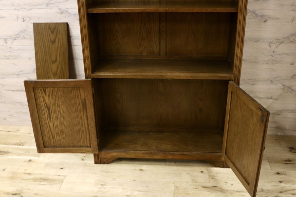 GMIS222○オーク無垢材 英国 イギリスアンティーク調 ブックシェルフ ラック 棚 飾り棚 キャビネット