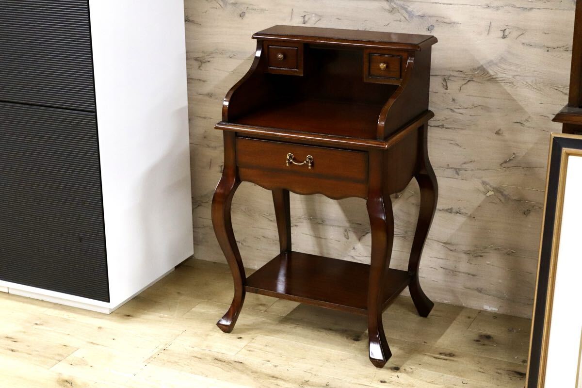 GMJH45○VENECHIA ベネシア マホガニー材 ミニデスク コンソール 猫脚 クラシカル家具