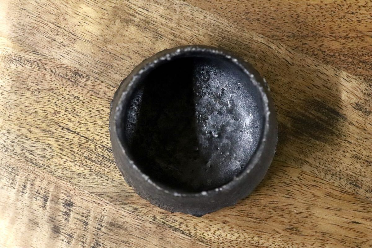 GMJO30○千代市陶房 清水万佐年 丹波焼 黒ぐい呑み 湯呑 伝統工芸 丹波篠山 未使用