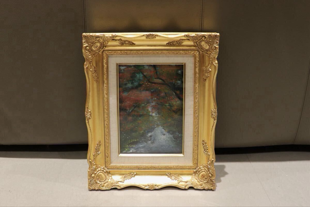 GMIO57◯由里本出 ゆりもといずる 日本画 風景画 額縁 ゴールドフレーム 絵画 アンティーク調 美術品 壁掛け