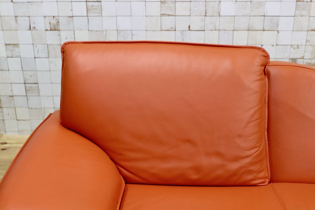GMJK224○NICOLETTI HOME / ニコレッティホーム SUCCESS サクセス 総本革 カウチソファ オレンジ イタリア製 輸入家具 定価約53万