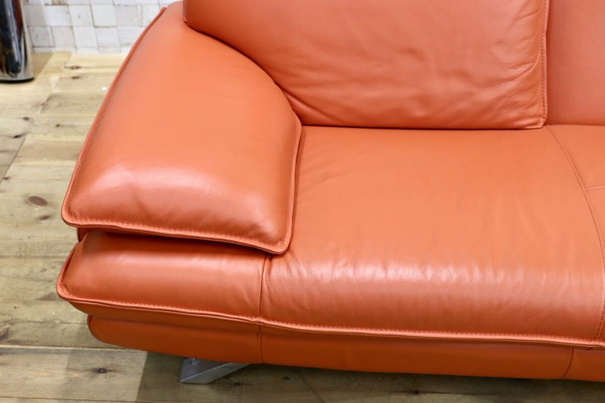 GMJK224○NICOLETTI HOME / ニコレッティホーム SUCCESS サクセス 総本革 カウチソファ オレンジ イタリア製 輸入家具 定価約53万