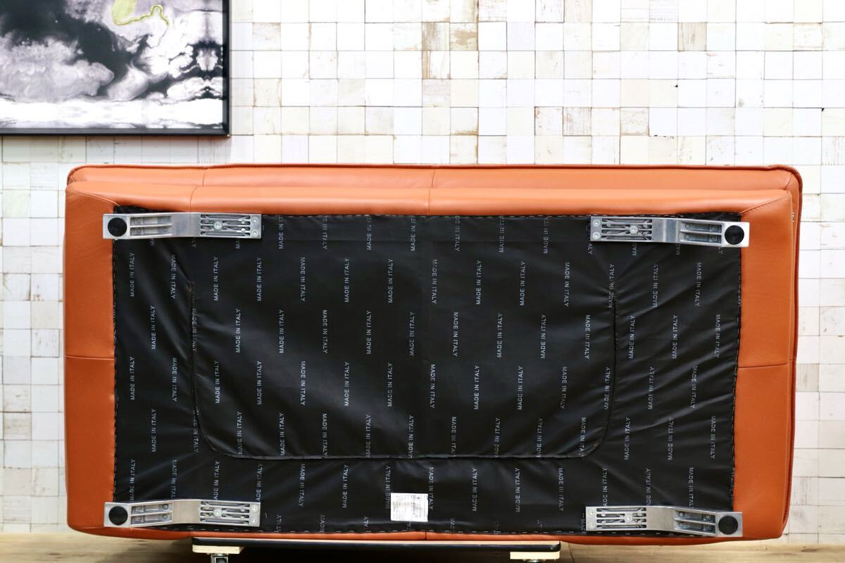 GMJK224○NICOLETTI HOME / ニコレッティホーム SUCCESS サクセス 総本革 カウチソファ オレンジ イタリア製 輸入家具 定価約53万