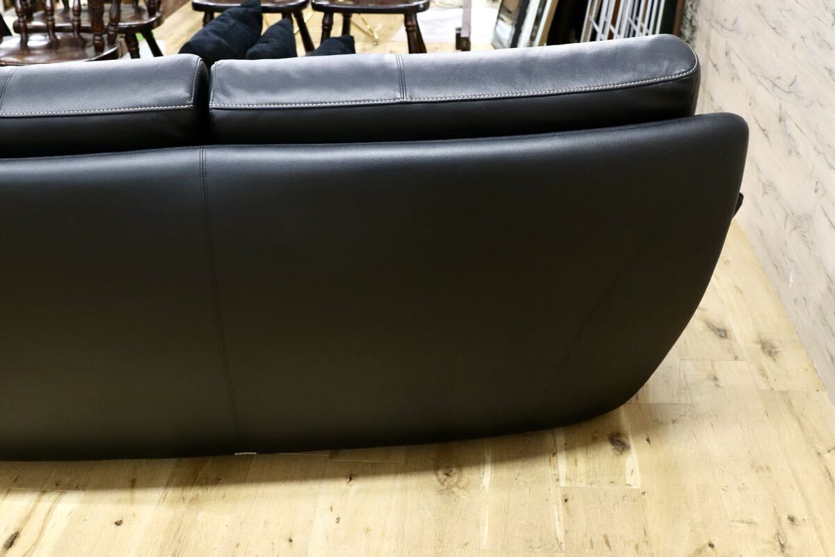 GMJH211○karimoku / カリモク Chitano チターノ J-マディーロ 3Pソファ トリプルソファ 本革 ブラック 国産家具 定価36.9万円