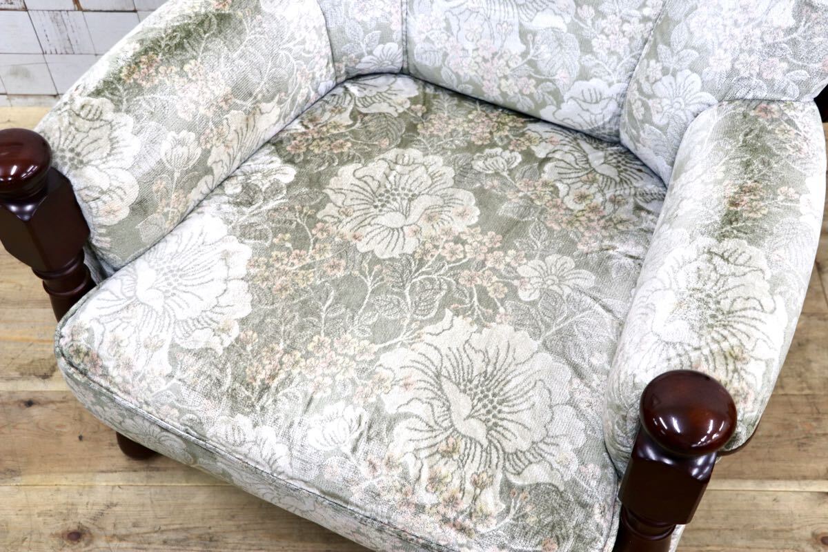 GMJS151A○karimoku /カリモク コロニアル UK2600GR シングルソファ アームチェア 花柄 ファブリック 定価約10万