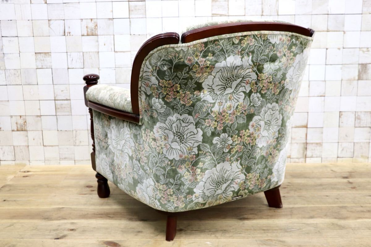 GMJS151B○karimoku /カリモク コロニアル UK2600GR シングルソファ アームチェア 花柄 ファブリック 定価約10万