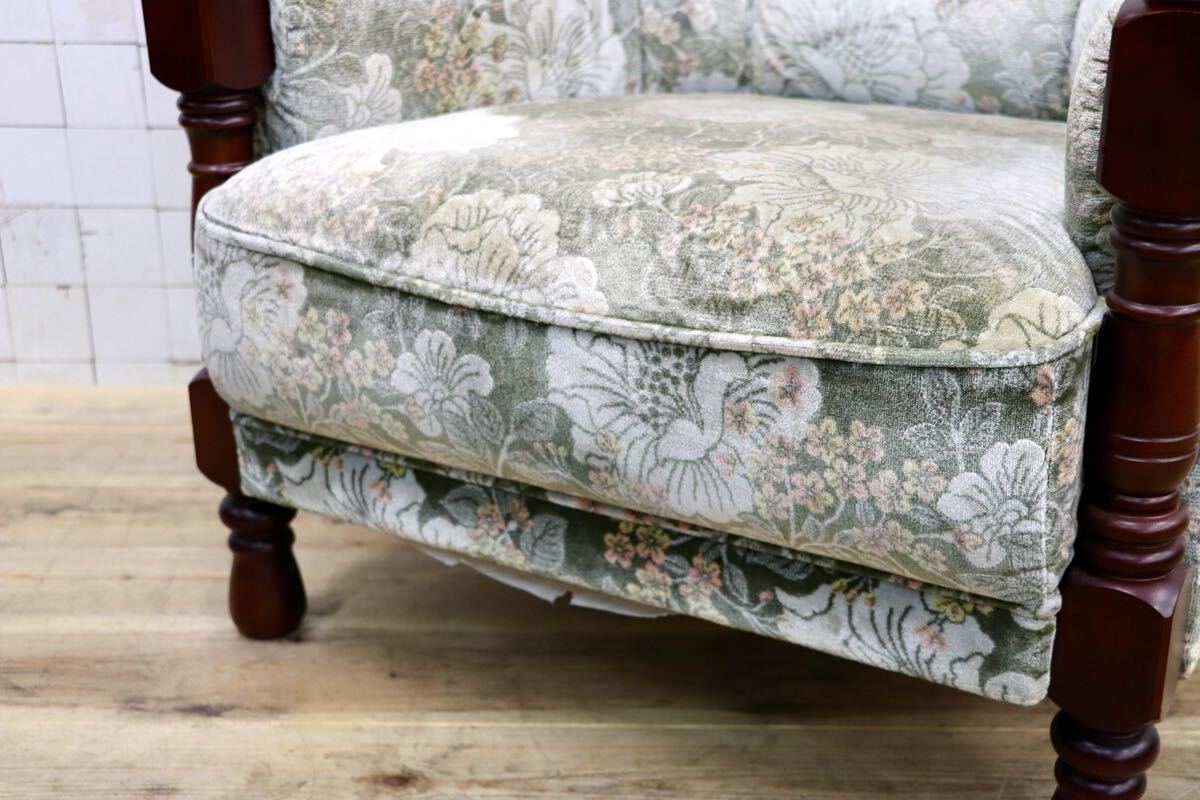 GMJS151B○karimoku /カリモク コロニアル UK2600GR シングルソファ アームチェア 花柄 ファブリック 定価約10万
