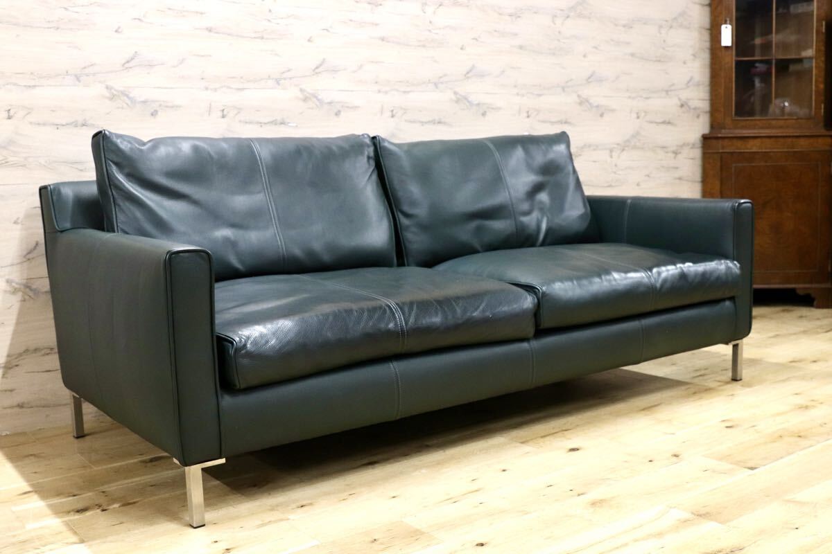 GMJK280○eilersen / アイラーセン ACTUS アクタス STREAMLINE 3人掛けソファ 本革 グリーン デンマーク 北欧モダン 定価約70〜90万円