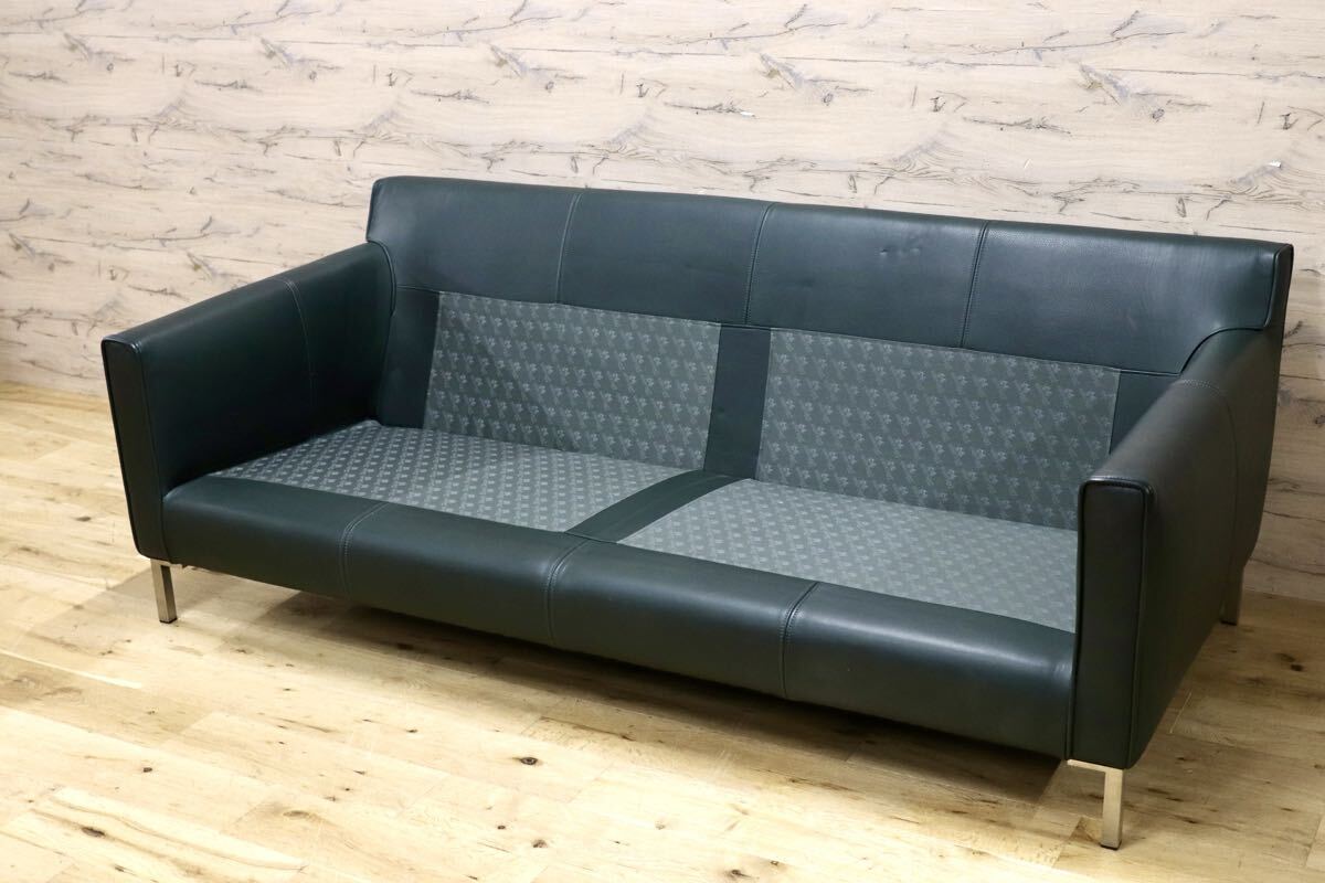 GMJK280○eilersen / アイラーセン ACTUS アクタス STREAMLINE 3人掛けソファ 本革 グリーン デンマーク 北欧モダン 定価約70〜90万円