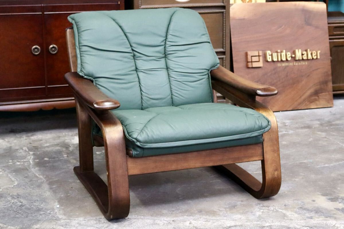 GMJH224A○冨士ファニチア / FUJI FURNITURE 1人掛けソファ シングルソファ 木製 本革 ヴィンテージ クラシック 国産家具