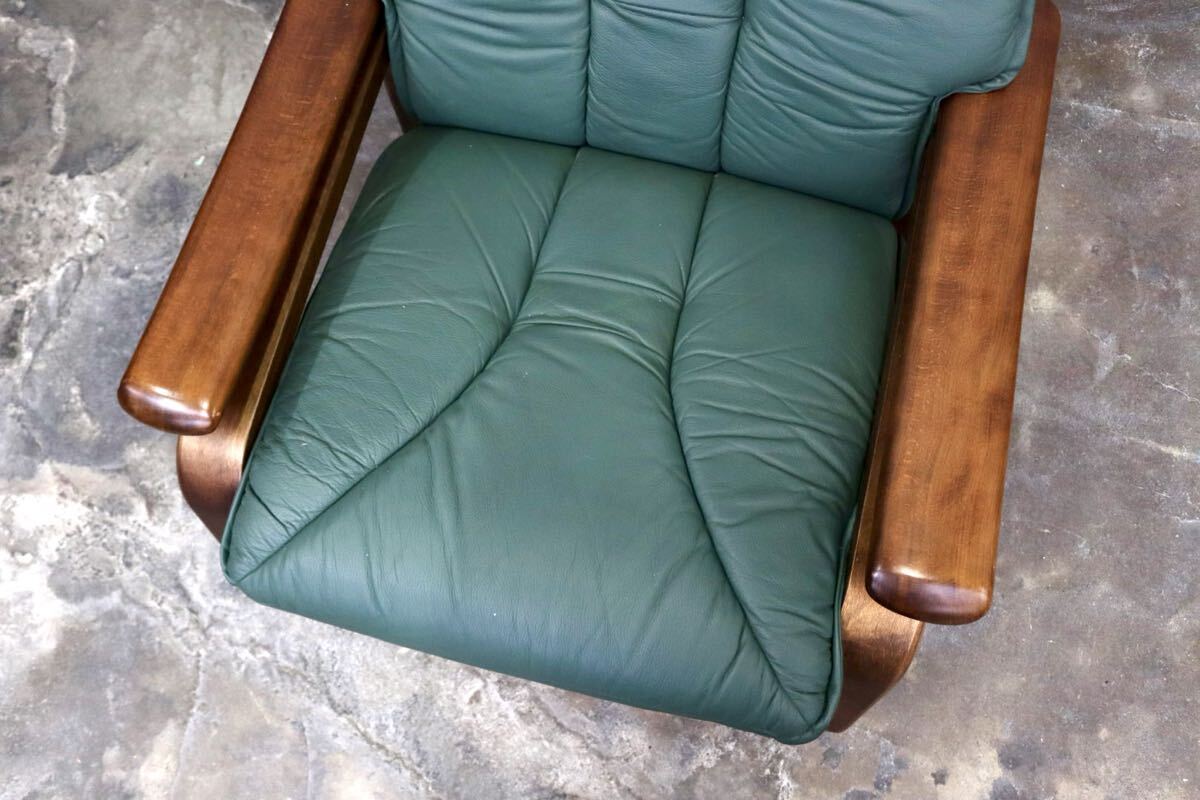 GMJH224A○冨士ファニチア / FUJI FURNITURE 1人掛けソファ シングルソファ 木製 本革 ヴィンテージ クラシック 国産家具