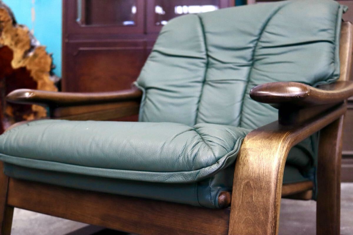 GMJH224A○冨士ファニチア / FUJI FURNITURE 1人掛けソファ シングルソファ 木製 本革 ヴィンテージ クラシック 国産家具