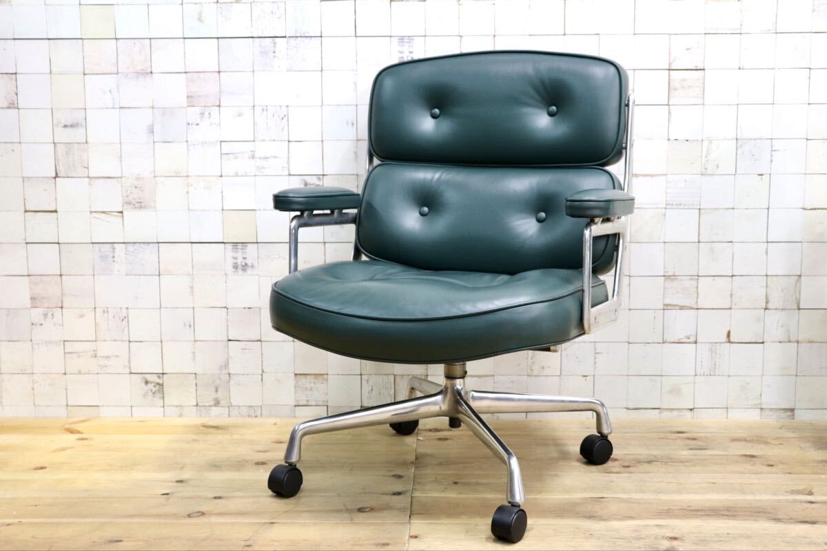 GMJO87N○Herman Miller / ハーマンミラー イームズ エグゼクティブチェア タイムライフチェア 本革 グリーン チャールズ＆レイ 定価約95万