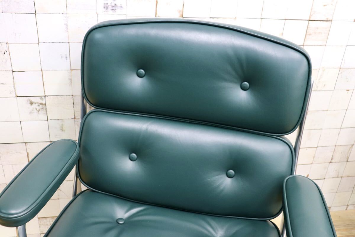 GMJO87N○Herman Miller / ハーマンミラー イームズ エグゼクティブチェア タイムライフチェア 本革 グリーン チャールズ＆レイ 定価約95万