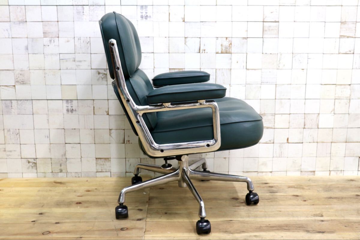 GMJO87Q○Herman Miller / ハーマンミラー イームズ エグゼクティブチェア タイムライフチェア 本革 グリーン チャールズ＆レイ 定価約95万