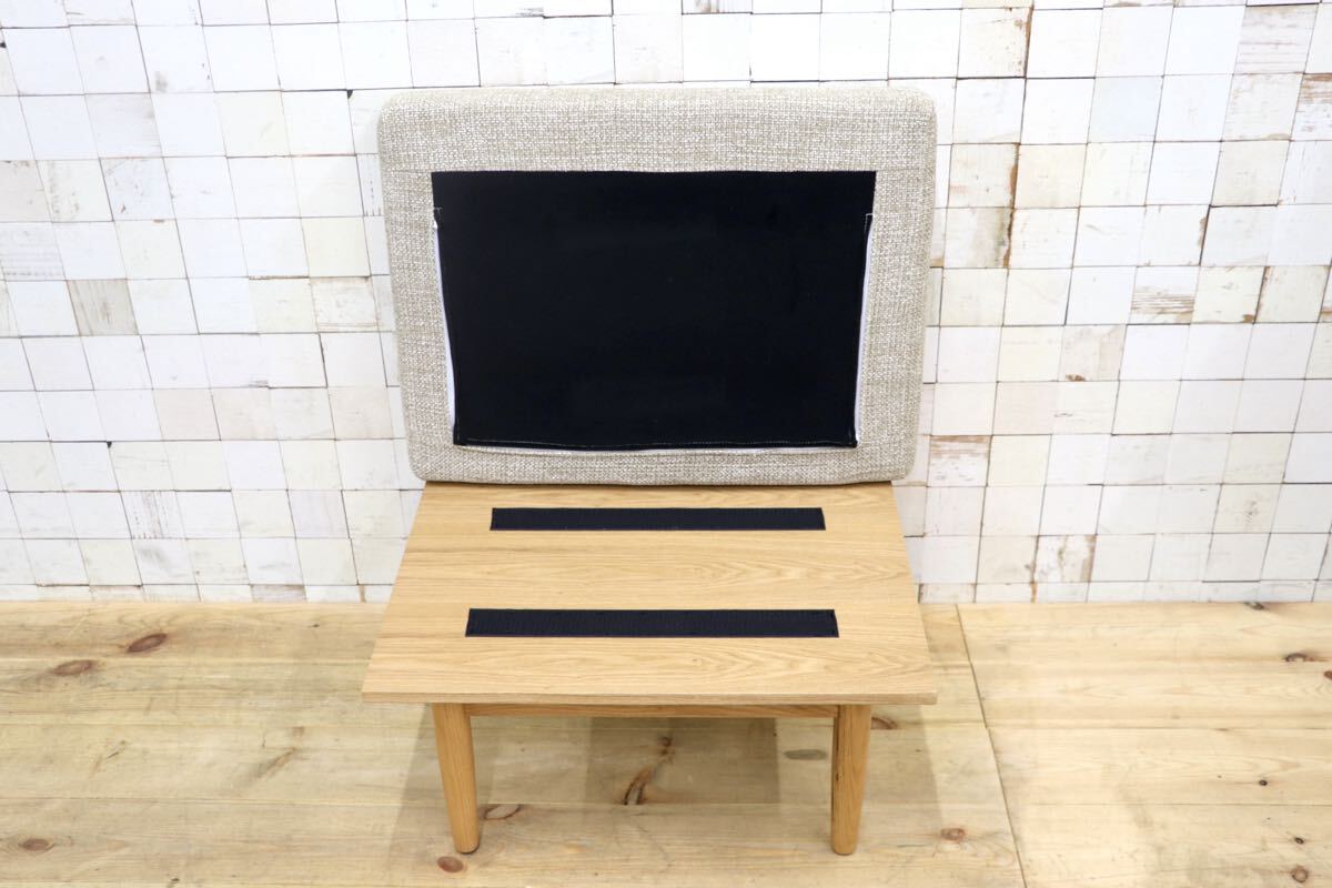 GMJK330〇unico / ウニコ KUURA カバーリング オットマン スツール オーク材 ベージュ ファブリック 定価約4.2万 展示品