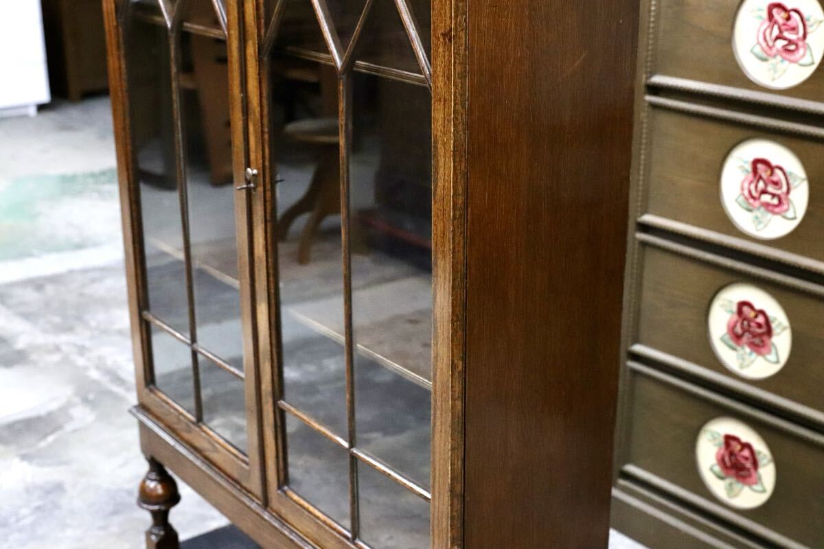 GMJS238○Lloyd’s Antiques / ロイズ・アンティークス 英国アンティーク オーク材 キャビネット ディスプレイキャビネット 約40万 稀少