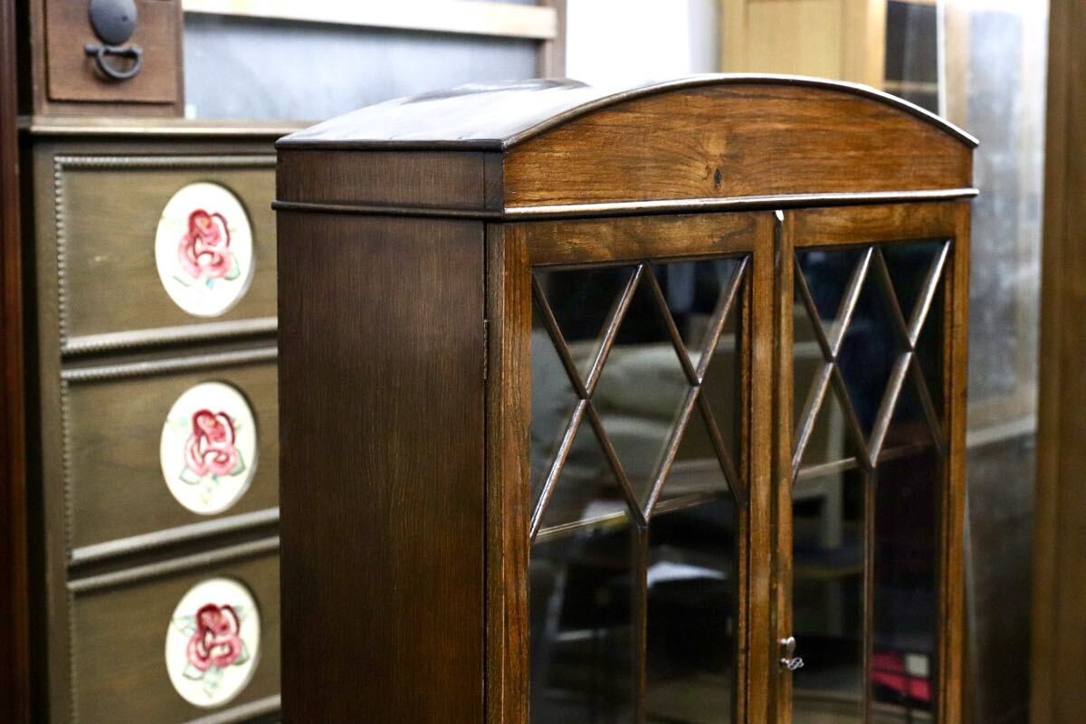 GMJS238○Lloyd’s Antiques / ロイズ・アンティークス 英国アンティーク オーク材 キャビネット ディスプレイキャビネット 約40万 稀少