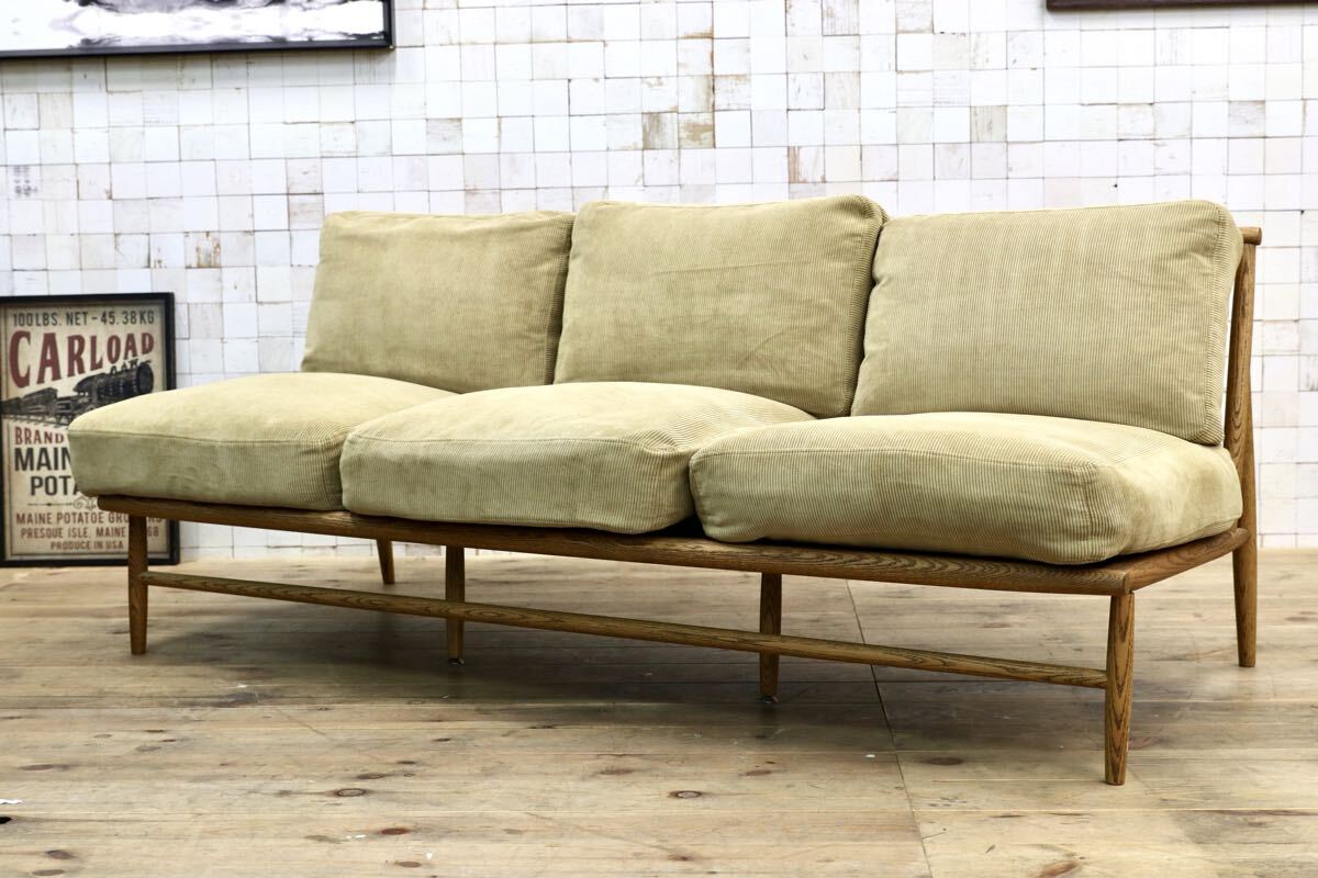 GMJK346○MOMO NATURAL / モモナチュラル CLOUD SOFA クラウド 3人掛けソファ オーク コーデュロイ 北欧 ナチュラル 定価16.3万～18.7万円