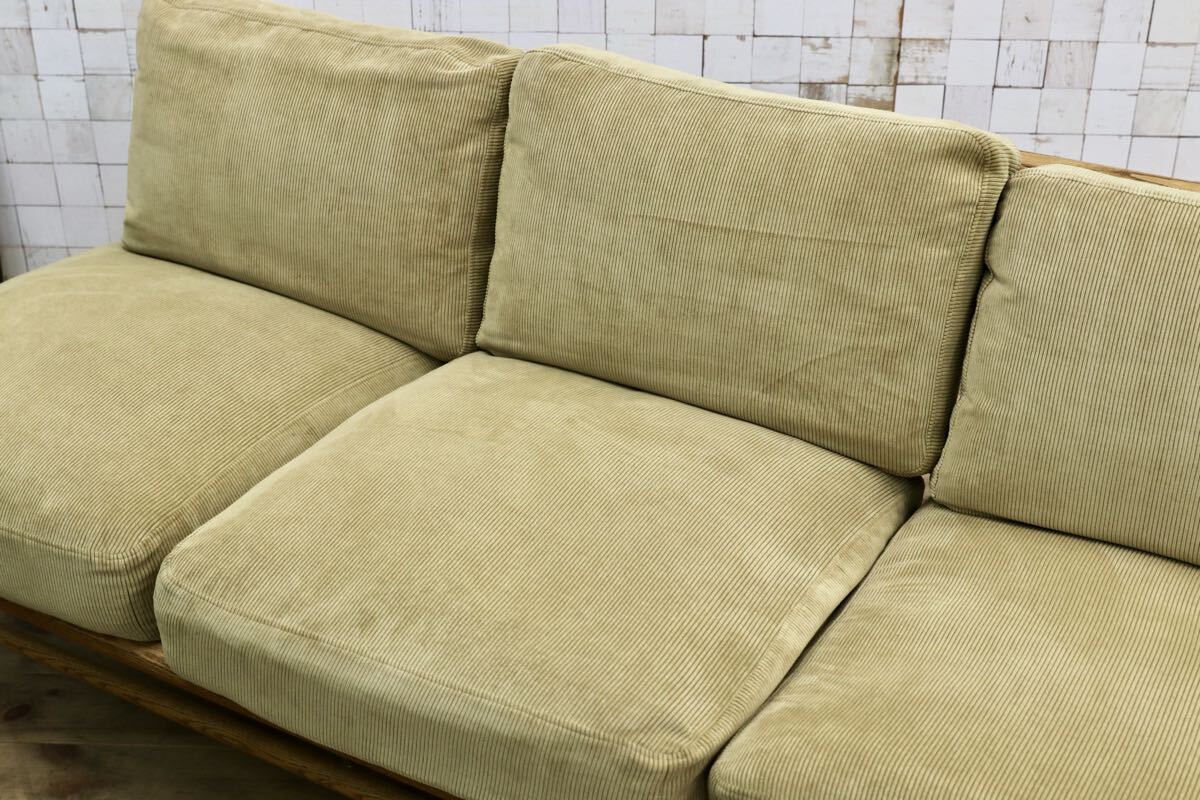 GMJK346○MOMO NATURAL / モモナチュラル CLOUD SOFA クラウド 3人掛けソファ オーク コーデュロイ 北欧 ナチュラル 定価16.3万～18.7万円