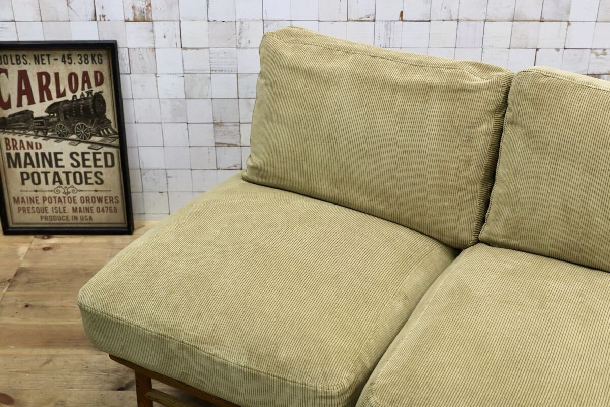 GMJK346○MOMO NATURAL / モモナチュラル CLOUD SOFA クラウド 3人掛けソファ オーク コーデュロイ 北欧 ナチュラル 定価16.3万～18.7万円