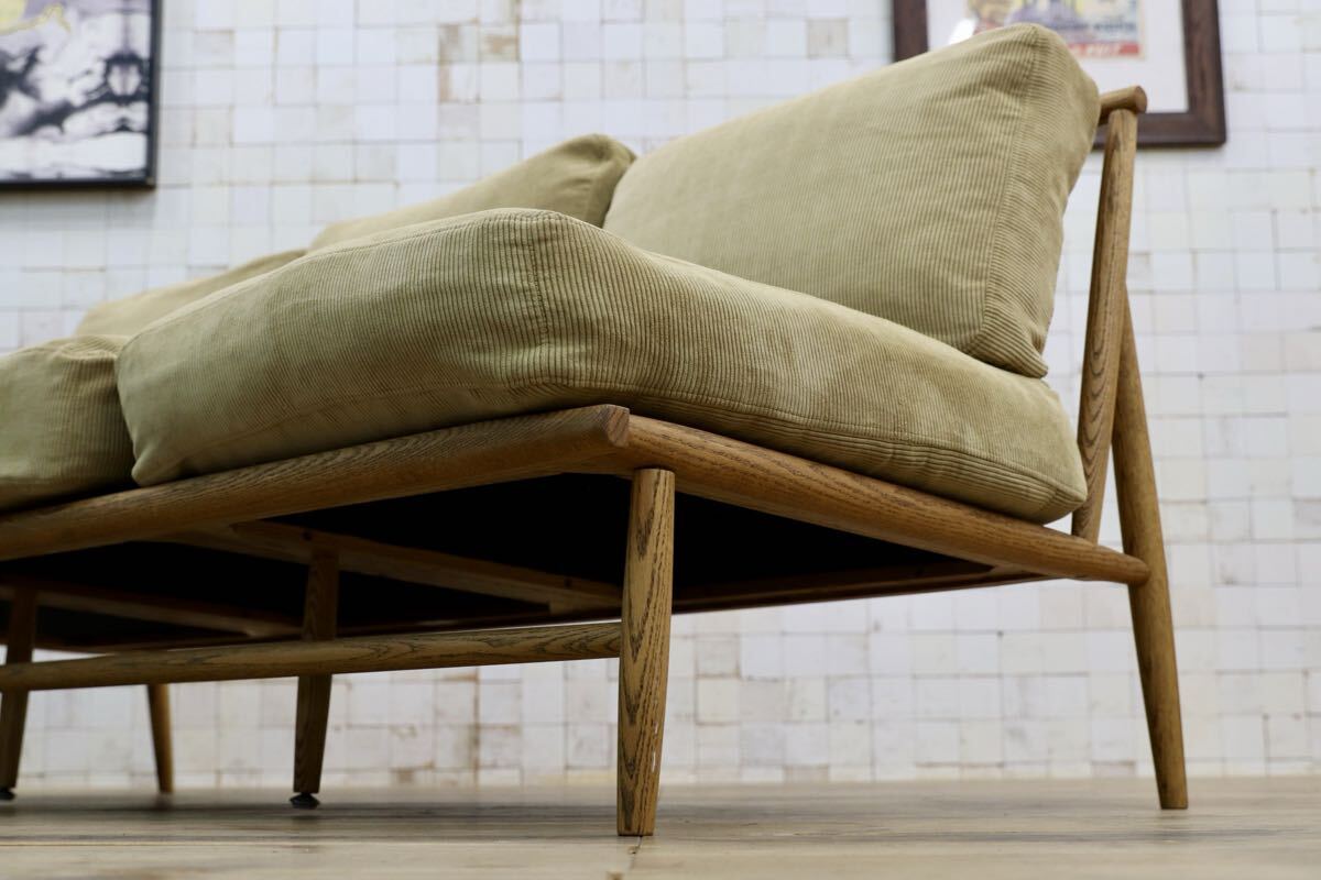 GMJK346○MOMO NATURAL / モモナチュラル CLOUD SOFA クラウド 3人掛けソファ オーク コーデュロイ 北欧 ナチュラル 定価16.3万～18.7万円