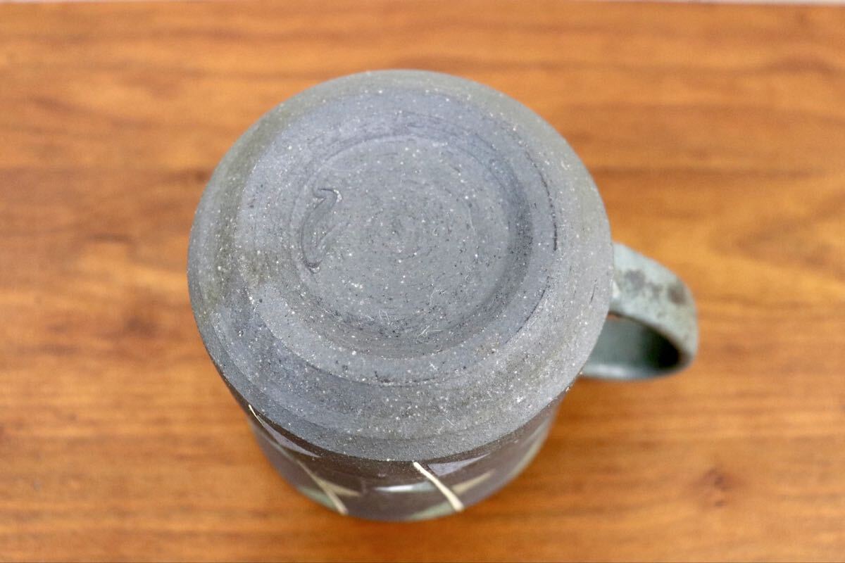 GMJO119B◯市野悟窯 市野哲次 丹波焼 彩色線象嵌 マグカップ 陶器 現代陶芸 作家物