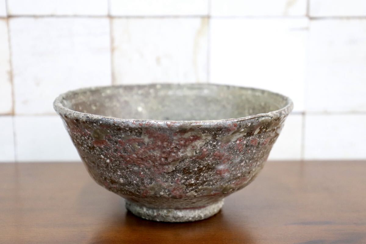 GMJK371AN〇紀州焼 葵窯 二代 寒川栖豊 片身替 茶碗 共箱 栞 茶道具