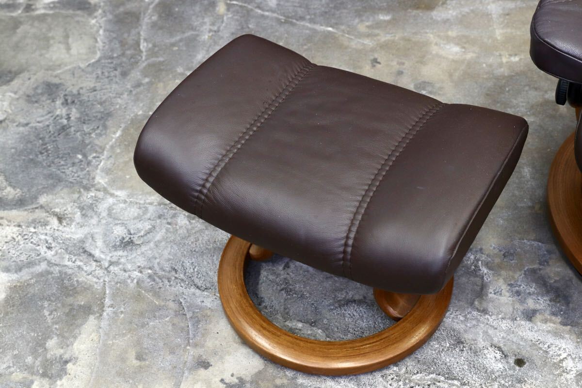 GMJS241○EKORNES / エコーネス Stressless コンサル リクライニングチェア オットマン 本革 ブラウン ノルウェー 北欧家具 約28万