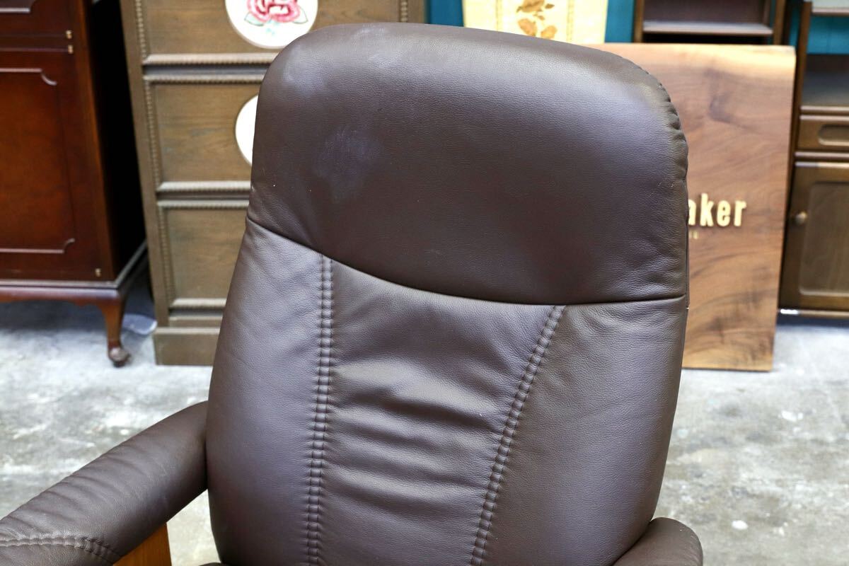 GMJS241○EKORNES / エコーネス Stressless コンサル リクライニングチェア オットマン 本革 ブラウン ノルウェー 北欧家具 約28万