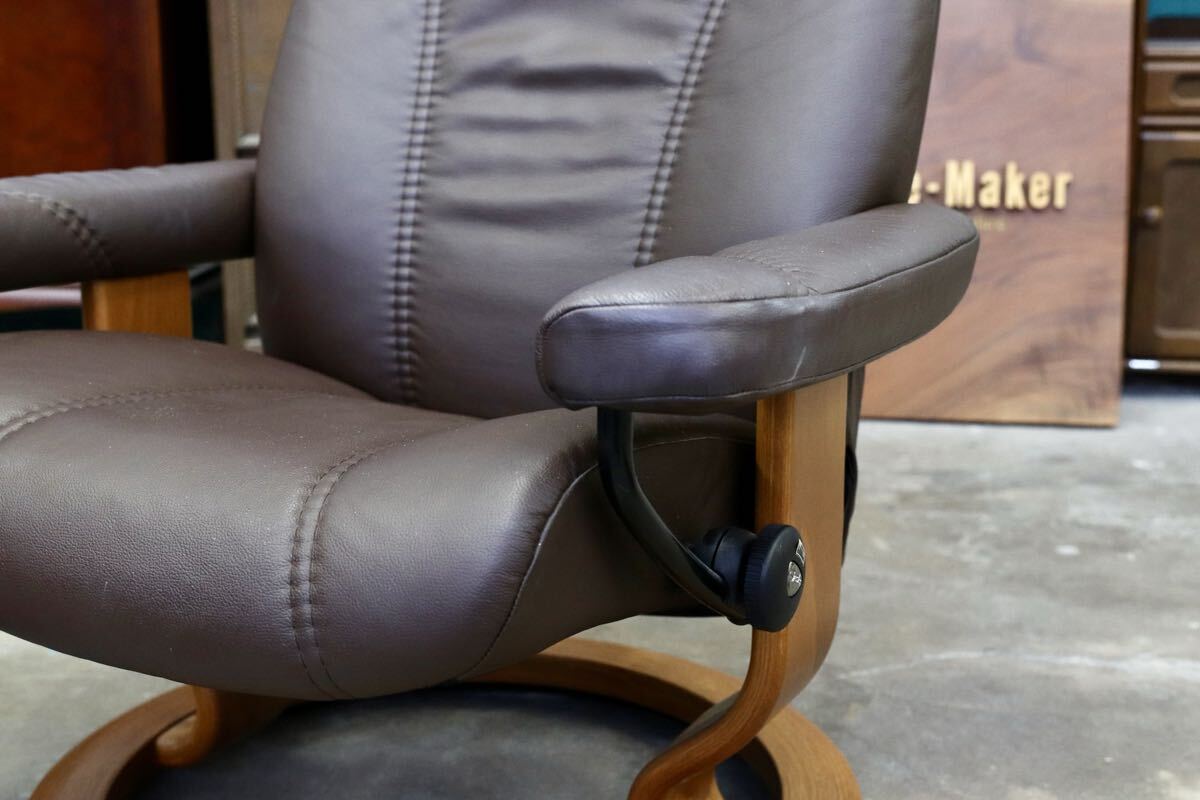 GMJS241○EKORNES / エコーネス Stressless コンサル リクライニングチェア オットマン 本革 ブラウン ノルウェー 北欧家具 約28万