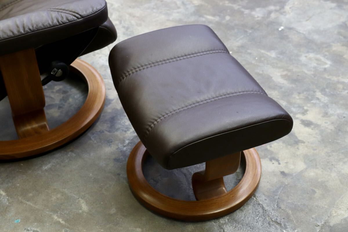 GMJS241○EKORNES / エコーネス Stressless コンサル リクライニングチェア オットマン 本革 ブラウン ノルウェー 北欧家具 約28万