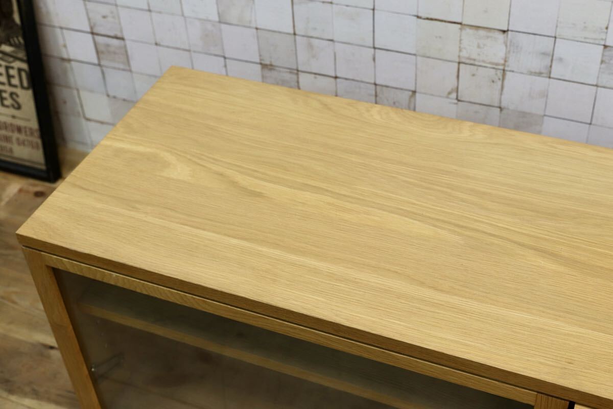 GMJK368○MUJI / 無印良品 木製AVラック オーク材 テレビボード ローボード ガラス扉 ナチュラル