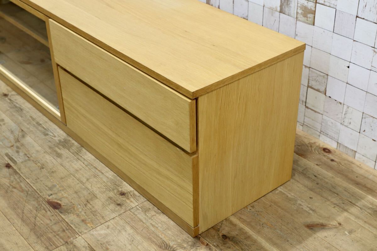 GMJK368○MUJI / 無印良品 木製AVラック オーク材 テレビボード ローボード ガラス扉 ナチュラル