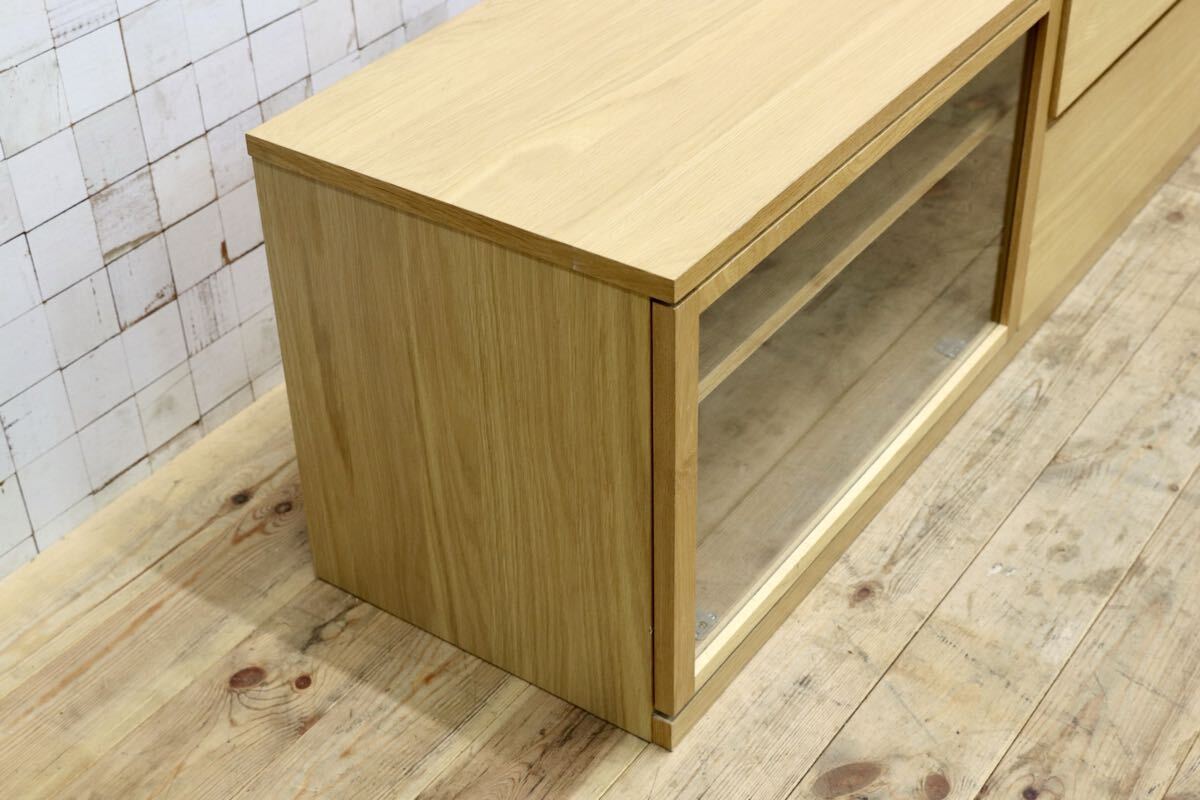 GMJK368○MUJI / 無印良品 木製AVラック オーク材 テレビボード ローボード ガラス扉 ナチュラル