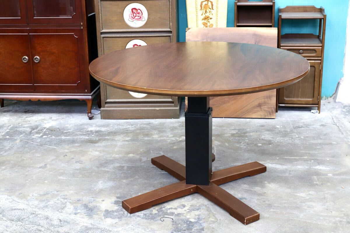 GMJH317○SHIGIYAMA / シギヤマ家具 GRAND STAGE グランドステージ ウォールナット ラウンド昇降テーブル ガス圧式 ダイニングテーブル