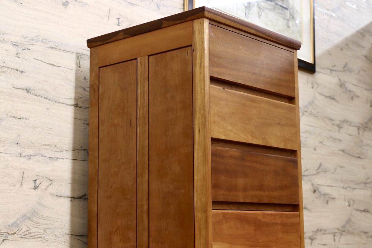 GMJS286A○オーダー家具 トールチェスト 7段チェスト 整理箪笥 チェリー無垢材 オイル仕上げ 国産家具 北欧スタイル