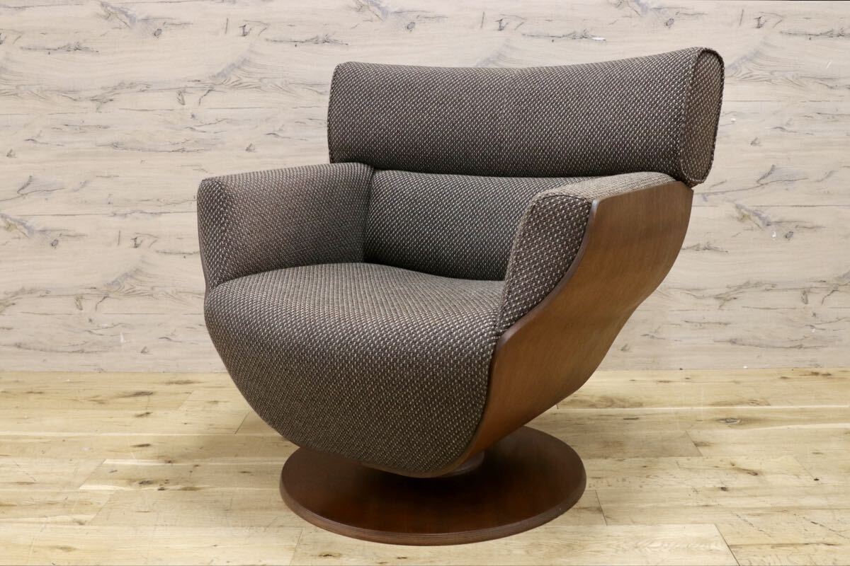 GMJK477A○FUJI FURNITURE / 冨士ファニチア Tapio タピオ ウォールナットカラー ラウンドソファ 中村曻 回転式 ファブリック 約23万